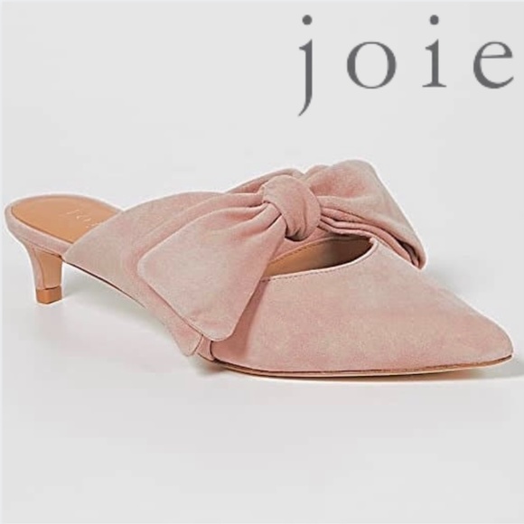 Joie Shoes - JOIE Caleah Peach Pink Suede Mules Kitten Heel Pointed Toe Sandal Leather Pumps